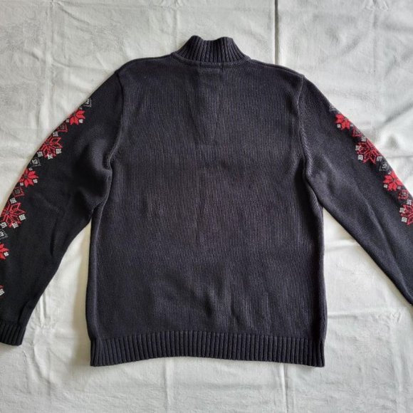 1/4 zip, navy sweater with snowflakes by Karen Scott - Picture 5 of 10